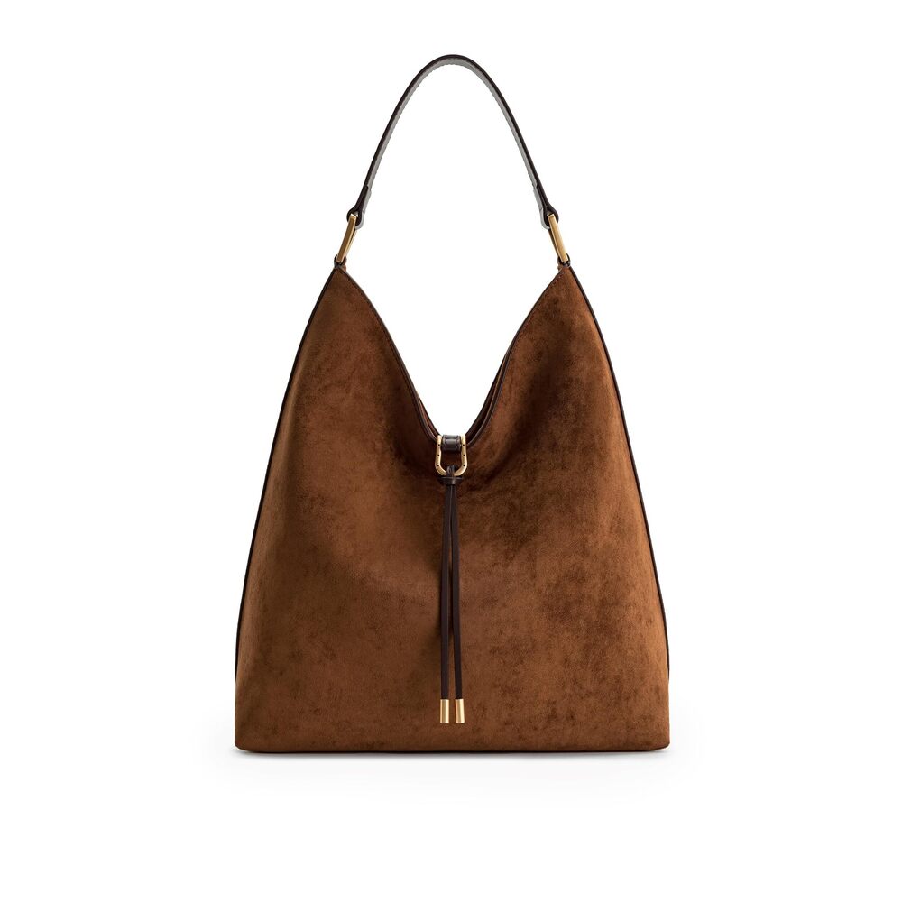 5317 Aria Faux Suede Shoulder Bag - Brown